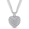Mimi & Max 1ct Tdw Diamond Heart Pendant With Triple Chain In Sterling Silver In White