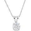 Mimi & Max 1ct Tdw Lab-grown Diamond Solitaire Pendant With Chain In 14k White Gold In Silver