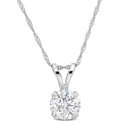 Mimi & Max 1ct Tdw Lab-grown Diamond Solitaire Pendant With Chain In 14k White Gold In Silver
