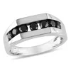 Mimi & Max 1ct Tdw Mens Channel Set Black Diamond Ring Sterling Silver In Black