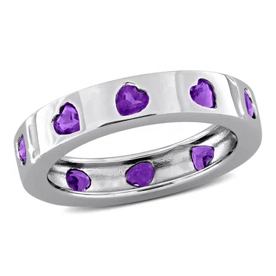 Mimi & Max 1ct Tgw Amethyst Heart Eternity Ring In Sterling Silver