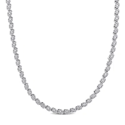 Mimi & Max 1ct Tgw Cubic Zirconia Tennis Necklace Sterling Silver - 17 In In Metallic