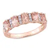 Mimi & Max 1ct Tgw Morganite And 1/6ct Tw Diamond Semi Eternity Ring In 14k Rose Gold In Pink