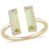 Mimi & Max 1ct Tgw Peridot And 1/10ct Tdw Diamond Open Ring In 14k Yellow Gold In Silver