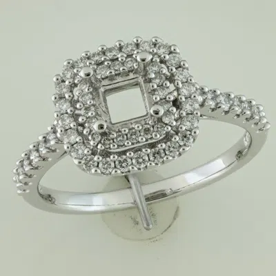 Mimi & Max 1ct Tw Asscher & Round Diamond Double Halo Engagement Ring 14k White Gold