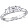 Mimi & Max 1ct Tw Asscher-cut Diamond 3-stone Engagement Ring 14k White Gold In White