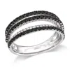Mimi & Max 1ct Tw Black And White 5-row Diamond Ring Sterling Silver In Black
