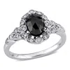 Mimi & Max 1ct Tw Black And White Diamond Cluster Ring In 14k White Gold In Black