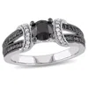 Mimi & Max 1ct Tw Black And White Diamond Split Shank Vintage Engagement Ring In 10k White Gold In Black