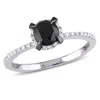 Mimi & Max 1ct Tw Black And White Halo Diamond Engagement Ring 10k White Gold In Black