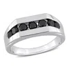 Mimi & Max 1ct Tw Black Diamond Channel Set Men's Ring In Sterling Silver In Multi