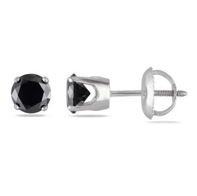 Mimi & Max 1ct Tw Black Diamond Stud Earrings In 14k White Gold