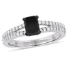 Mimi & Max 1ct Tw Black Emerald Diamond Split Shank Engagement Ring 14k White Gold In Black