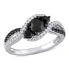 Mimi & Max 1ct Tw Black White Diamond Crossover Engagement Ring 10k White Gold In Black