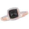 Mimi & Max 1ct Tw Black White Diamond Halo Engagement Ring 14k Rose Gold In Black