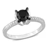 Mimi & Max 1ct Tw Black White Diamond Solitaire Engagement Ring 14k White Gold In Silver