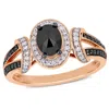 Mimi & Max 1ct Tw Black White Split Shank Ring 10k Rose Gold In Black