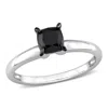Mimi & Max 1ct Tw Cushion Cut Black Diamond Solitaire Engagement Ring 14k White Gold In Black