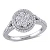 Mimi & Max 1ct Tw Diamond Cluster Vintage Halo Engagement Ring 14k White Gold In White