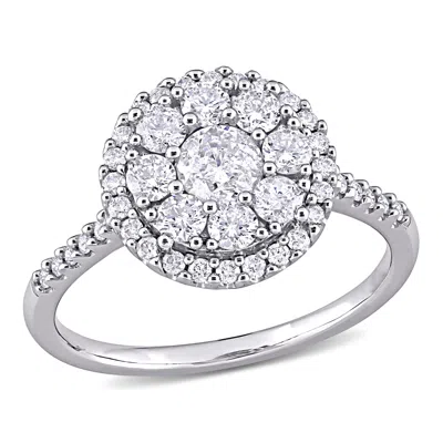 Mimi & Max 1ct Tw Diamond Composite Round Halo Engagement Ring 10k White Gold