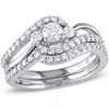 Mimi & Max 1ct Tw Diamond Crossover 3-stone Bridal Set 14k White Gold In White