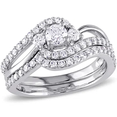Mimi & Max 1ct Tw Diamond Crossover 3-stone Bridal Set 14k White Gold