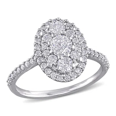 Mimi & Max 1ct Tw Diamond Oval Shape Composite Engagement Ring 10k White Gold