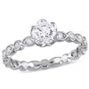 Mimi & Max 1ct Tw Diamond Raised Scalloped Engagement Ring Marquise Design 14k White Gold In White