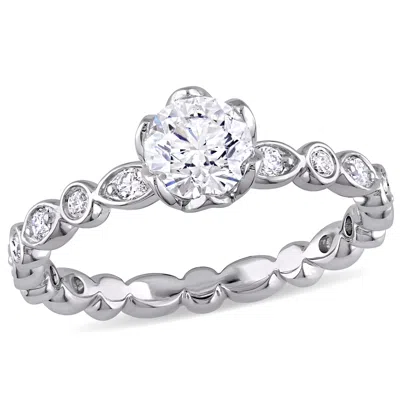 Mimi & Max 1ct Tw Diamond Raised Scalloped Engagement Ring Marquise Design 14k White Gold