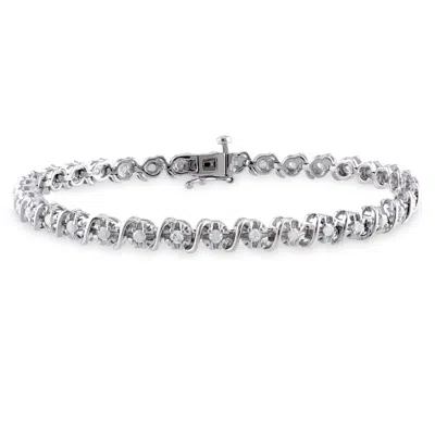 Mimi & Max 1ct Tw Diamond S-shape Bracelet In Sterling Silver