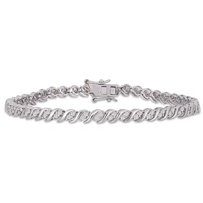 Mimi & Max 1ct Tw Diamond S-shape Tennis Bracelet In Sterling Silver
