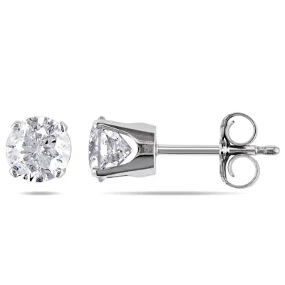 Mimi & Max 1ct Tw Diamond Stud Earrings In 14k White Gold In Silver