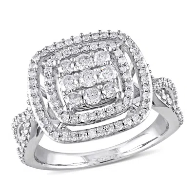 Mimi & Max 1ct Tw Double Halo Diamond Bridal Set 10k White Gold