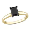 Mimi & Max 1ct Tw Emerald Cut Black Diamond Solitaire Engagement Ring 14k Yellow Gold In Black