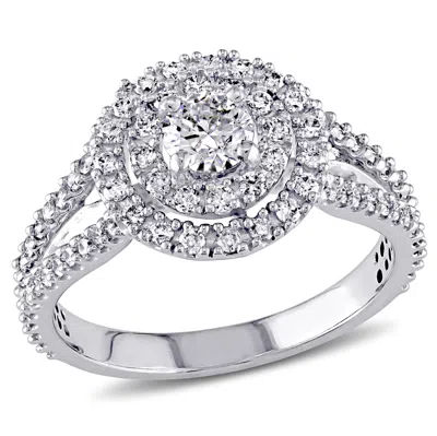 Mimi & Max 1ct Tw Halo Diamond Engagement Ring 14k White Gold In Metallic