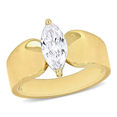 Mimi & Max 1ct Tw Marquise-cut Diamond Solitaire Ring In 14k Yellow Gold In White