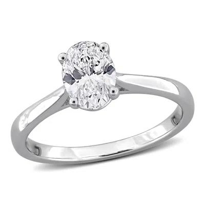 Mimi & Max 1ct Tw Oval-cut Lab-grown Diamond Solitaire Engagement Ring With Accents Sterling Silver In White