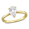 Mimi & Max 1ct Tw Pear-shape Lab-grown Diamond Solitaire Engagement Ring With Side Accents In Sterling Silver In Yellow