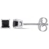 Mimi & Max 1ct Tw Princess Cut Black Diamond Stud Earrings In 10k White Gold In Black