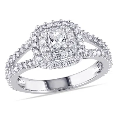 Mimi & Max 1ct Tw Princess Cut Halo Diamond Engagement Ring 14k White Gold