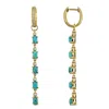 Mimi & Max 2 1/10ct Tgw Light Blue Turquoise Created White Sapphire Linear Earrings Yellow Silver In Gold
