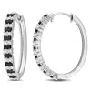 Mimi & Max 2 1/2 Ct Tgw Black Spinel And Created White Sapphire Hoop Earrings In Sterling Silver In Black
