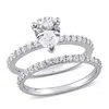 Mimi & Max 2 1/2 Ct Tgw Pear Cut Created White Sapphire Engagement Ring And Matching Eternity Ring 2pc Set In 1 In White