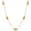 Mimi & Max 2 1/2ct Tgw Citrine And 1/4ct Tw Diamond Station Necklace In 14k Yellow Gold