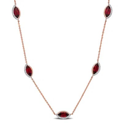 Mimi & Max 2 1/2ct Tgw Citrine And 1/4ct Tw Diamond Station Necklace In 14k Yellow Gold