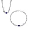 Mimi & Max 2 1/2ct Tgw Created Blue Sapphire Curb Link Jewelry Set Sterling Silver In Blue