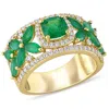 Mimi & Max 2 1/2ct Tgw Emerald 1/2ct Tw Diamond Ring 14k Yellow Gold In Green