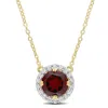 Mimi & Max 2 1/2ct Tgw Garnet White Topaz Halo Necklace Yellow Plated Sterling Silver - 18 In In Gold