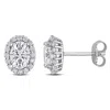 Mimi & Max 2 1/3ct Dew Created Moissanite Oval Halo Stud Earrings In Sterling Silver In Silver