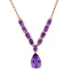 Mimi & Max 2 1/3ct Tgw Pear Oval-cut Amethyst Lariat Necklace Rose Silver-18 + 2 Ext. In Purple